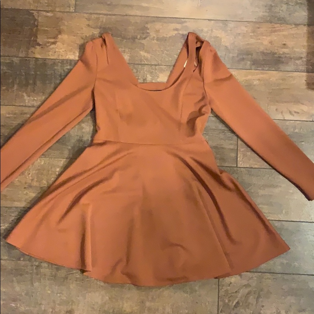 Tan long sleeve mini dress